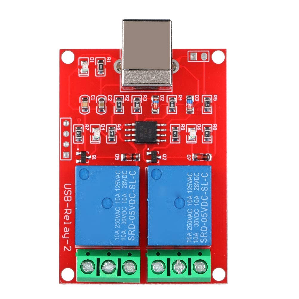 CCYLEZ 2 Way 5V Relay Drive Module, Onboard Square USB Interface 5V Computer USB Smart Switch Controller PC Relay Expansion Board, Support XP