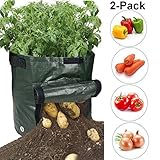 AOSHR Potato Grow Bags, Durable 2 Pack 7 Gallon Potato Planter with Access Flap, Raised Garden Bed for Planting Vegetables, Taro, Radish, Carrots, Onions