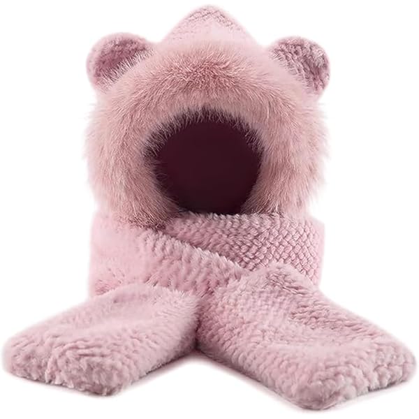 Little Bear Ears Hat Scarf Gloves One Piece Women display picture 2