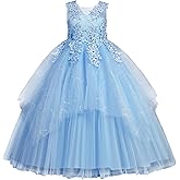 LOLANTA Flower Girl Dress for Wedding Kids Tulle Princess Long Dresses Father Daughter Dance Girls Vestidos Lace Embroidery