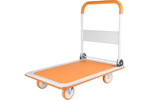 ARLTAMOX Moving Platform Hand Truck 660lbs.Foldable Push Cart Dolly with 360 Degree Swivel Wheels.Large Size Dolly Cart for Easy Storage.Heavy Duty Rolling Tool Cart.Collapsible Luggage Cart (Orange, 660LB)