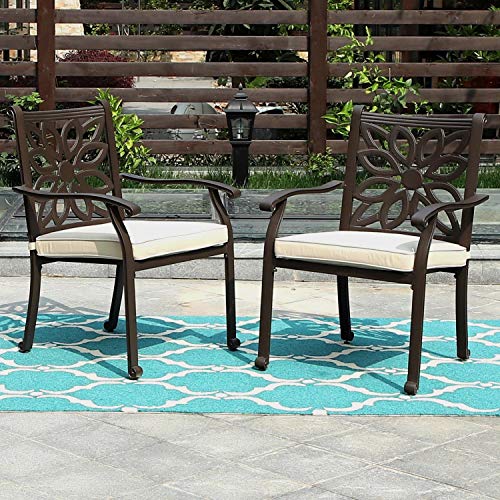 Sophia & William Patio Outdoor Dining Chairs Set of 2, Brown Cast
