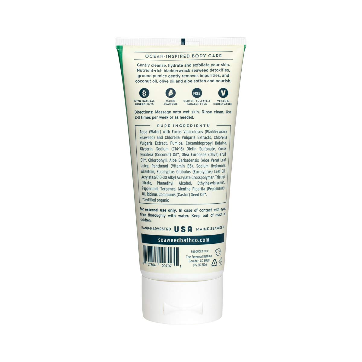 The Seaweed Bath Co. Body Scrub, Eucalyptus & Peppermint, Hydrating, Exfoliating, Natural Organic Bladderwrack Seaweed, Paraben Free, 6 oz. : Beauty