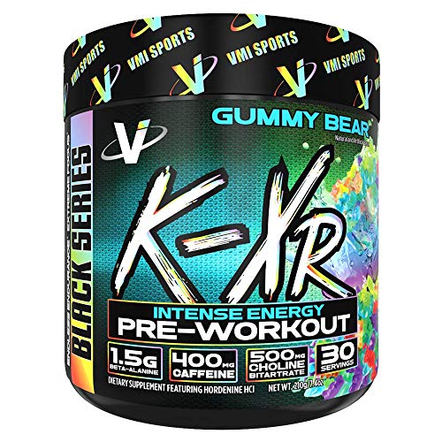 VMI Sports K-XR Pre-Workout Supplement for Intense Energy, Gummy Bear, Muscle Builder for Extreme Pumps, Enhanced Focus, Creatine Free, Endurance, Strength and Power Pre-Workout Powder