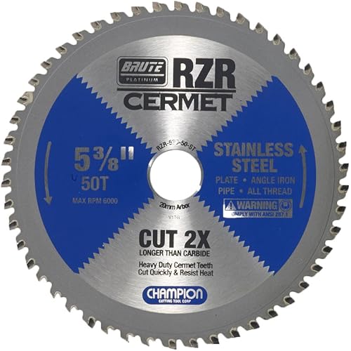 Champion Cutting Tool Corp Circular Saw Blade 5-3/8", 50T (RZR-538-50-ST)- Cut Stainless
