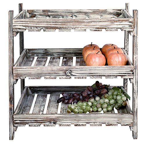 MyGift Multipurpose 3-Tier Country Rustic Wood Crate Design Tabletop Organizer Display Rack - Thumbnail 3