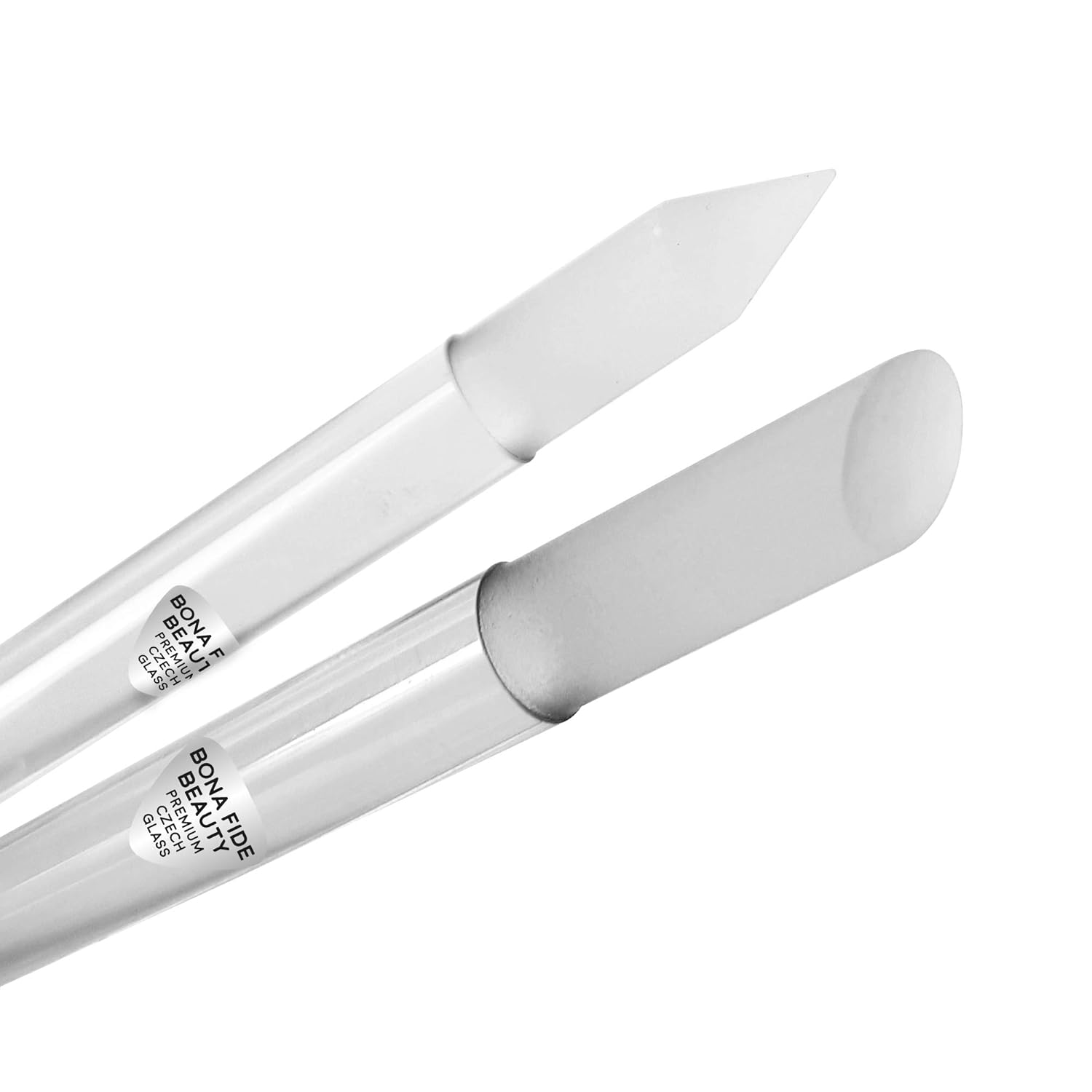 Glass Cuticle Pusher Nail File Set, Professional Manicure Nail Care Tools, Precision Filing, Expertly shape nails for Professional Results - Bona Fide Beauty Premium Czech Glass 2 Cuticle Pusher Set : Beauty