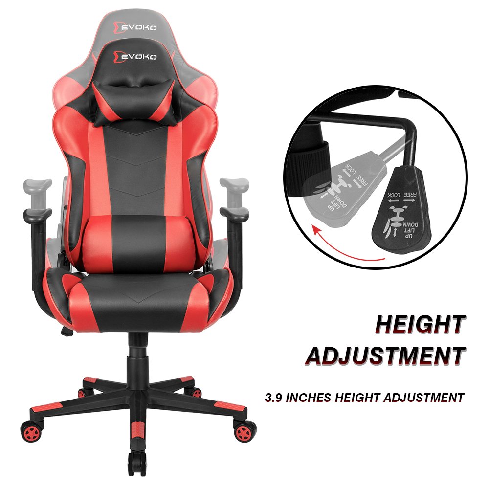 Red Devoko Racing Style Gaming Chair Height Adjustable Swivel PC