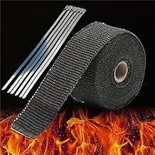 NUEVO 5 m Negro Gran aislamiento de calor. Fibra de vidrio Wrap Header cinta Tubo de escape