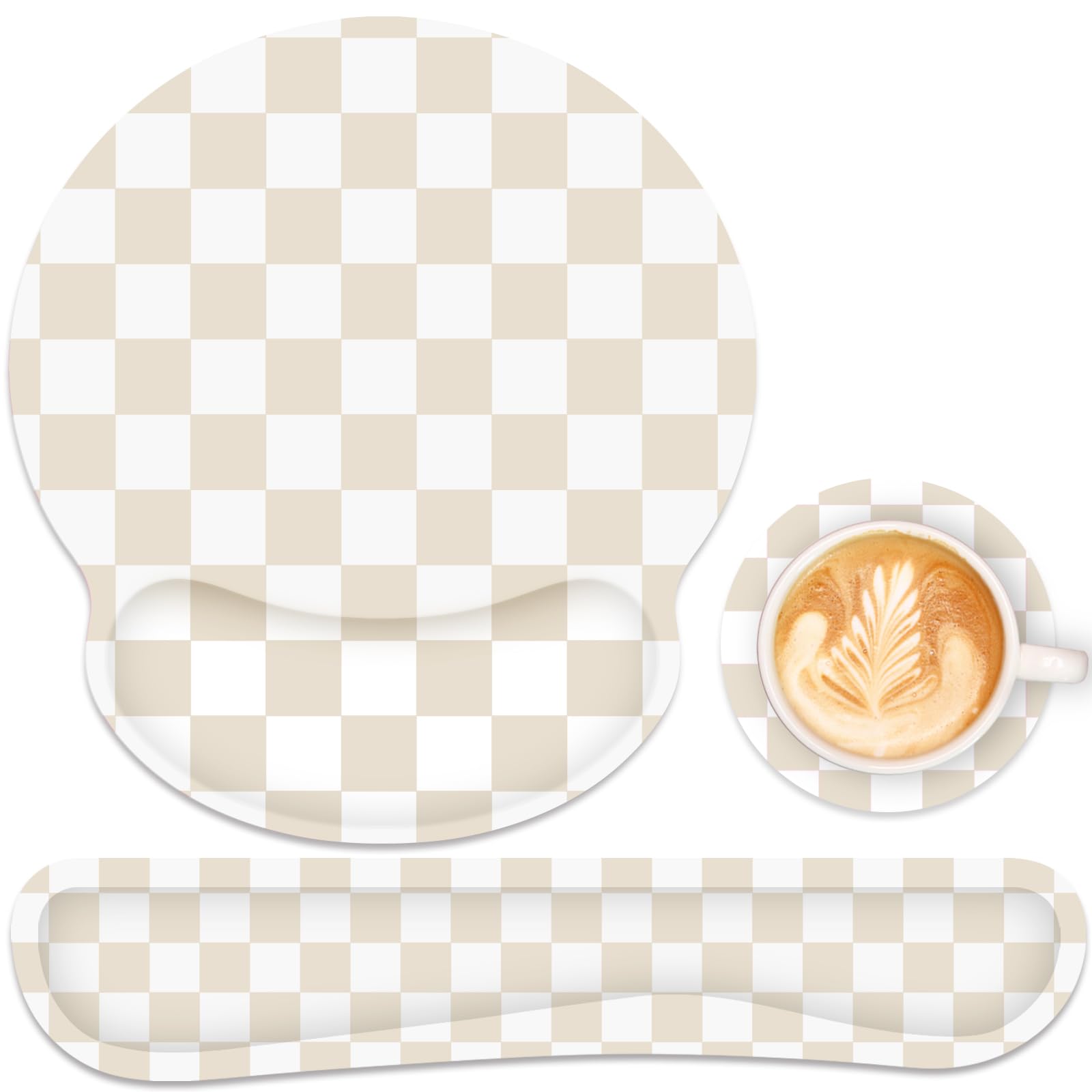 Photo 1 of ***STOCK PHOTO FOR REFERENCE ONLY***
Ergonomic Mouse Pad with Wrist Rest and Keyboard Wrist Rest, Mousepad and Keyboard Pad, Non-Slip Rubber Base, Pain Relief, Mouse Pad with Wrist Support for Gaming, Computer, Office, Beige Checkered