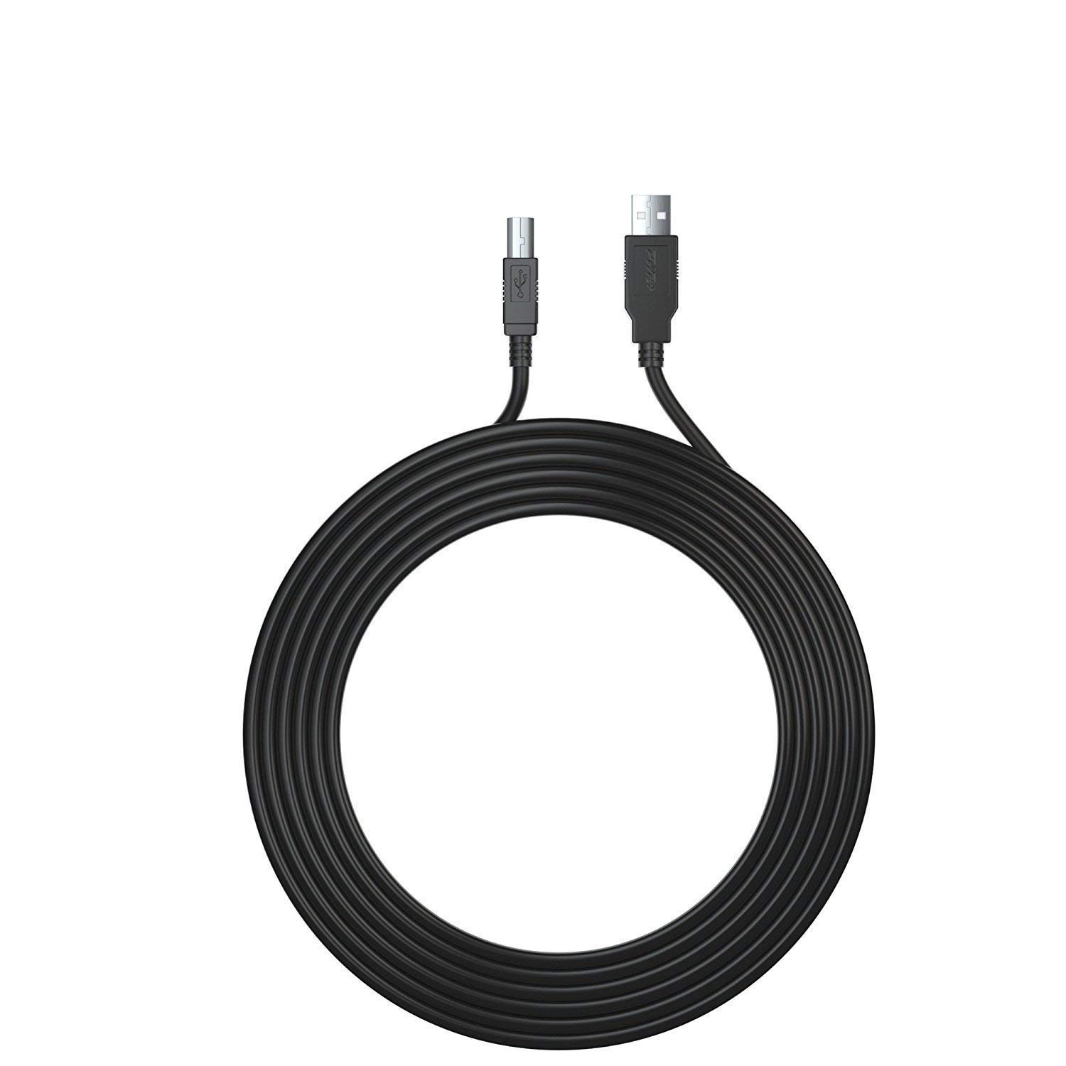 PWR+ 12Ft Extra Long USB-Printer-Cable 2.0 for HP OfficeJet LaserJet Envy, Canon Pixma, Epson Workforce, Stylus Expression Home, Brother, Silhouette Cameo, Dell Scanner Fax Cord