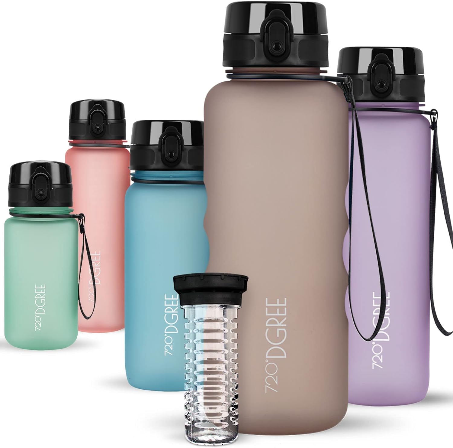 720°DGREE Water Bottle “uberBottle“ - 1.5 L softTouch +Fruit-Infuser - BPA-Free Tritan, Leakproof, Reusable Drinking Bottle - Sports Bottle for Gym, Running, Fitness, Hiking, Travel, School, Office — image 1
