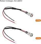 PATIKIL 8mm AC 220V LED Indicator Lights Panel Mount Waterproof Signal Red view 3