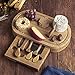 VonShef Oval Slide Out Bamboo Cheese Board and 4 Piece Knife Set, 14 x 8 inches approx