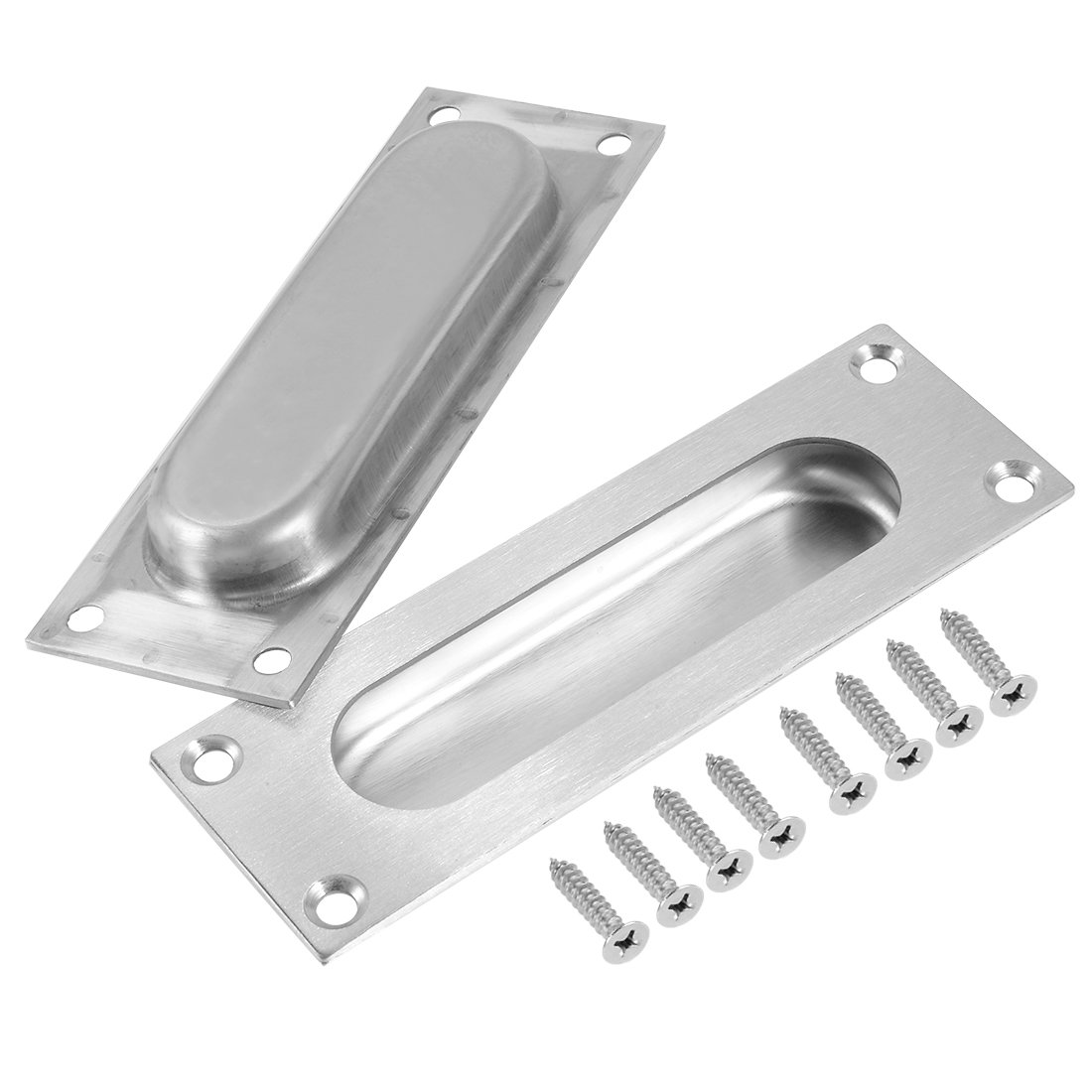 Sourcingmap 4-3/4-inch x 1-3/5-inch Recessed Flush Pull Handle 201 Stainless Steel Brushed Finish 2pcs