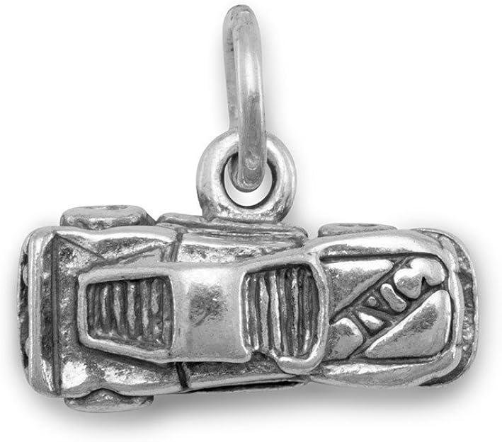 Race Car Charm Sterling Silver, Made in the USA Clasp