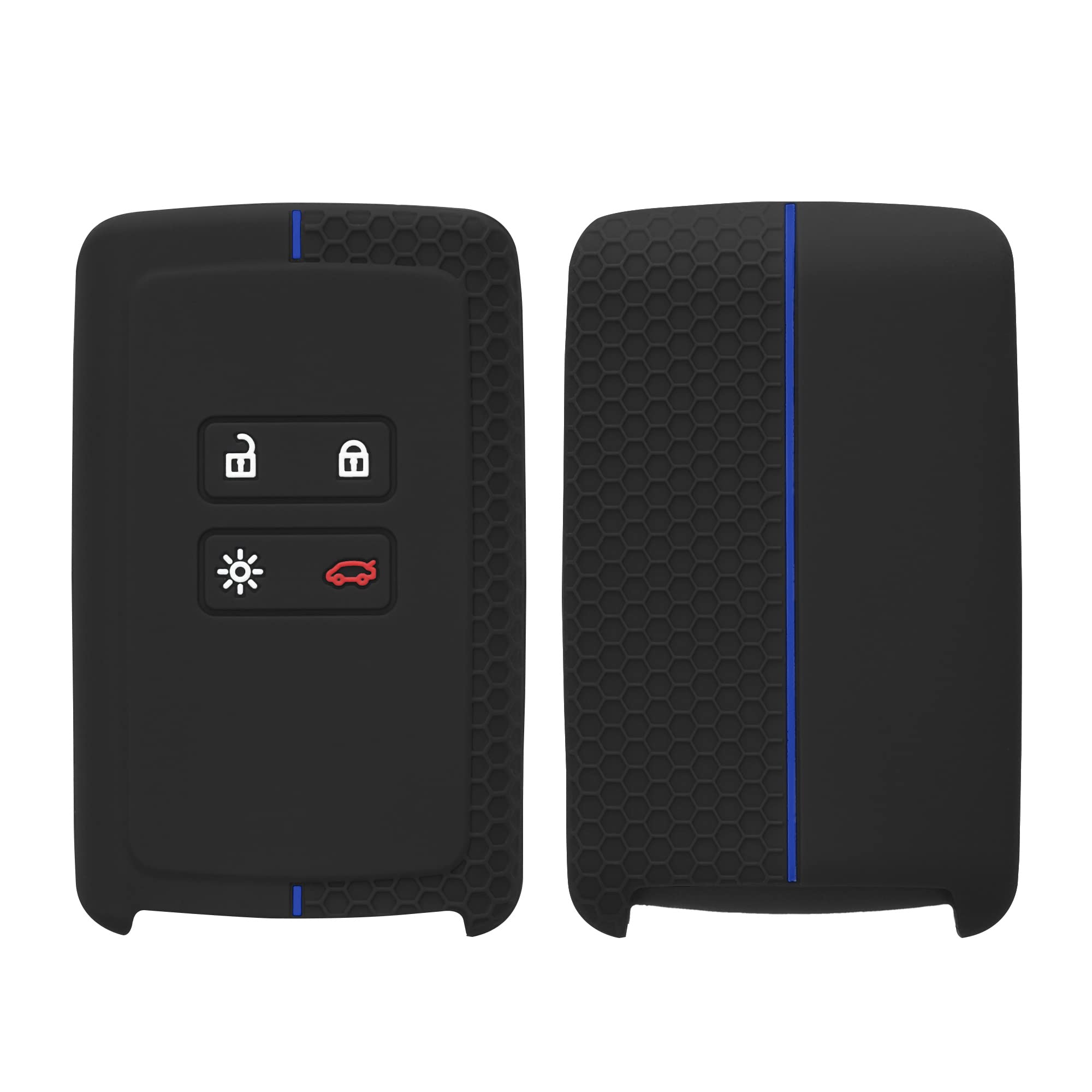 kwmobile Car Key Cover Compatible with Renault 4 Button Car Key Smart Key (only Keyless Go) Key Cover - Silicone Protective Car Key Fob Case - Black/Blue