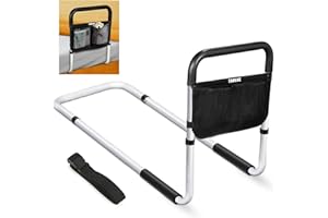 TABEKE Bed Rails for Elderly Adults Safety, Adjustable Senior Bed Assist Rail with Non-Slip Handle and Double Side Storage Pocket Fits King, Queen, Full, Twin Bed