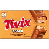 Twix Snack Size Caramel Cookie Crunch Milk Chocolate Candy Bars, 0.75 oz | Easy snacking, chocolate candy bars for on the go, individually wrapped candy, snack size, milk chocolate bars
