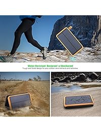 Cargador X Dragon solar con batería energía de panel solar plegable 10000 mAh USB Portátil rugoso a prueba de choques dual USB para iPhone, Samsung Galaxy iPad y más, Anaranjado