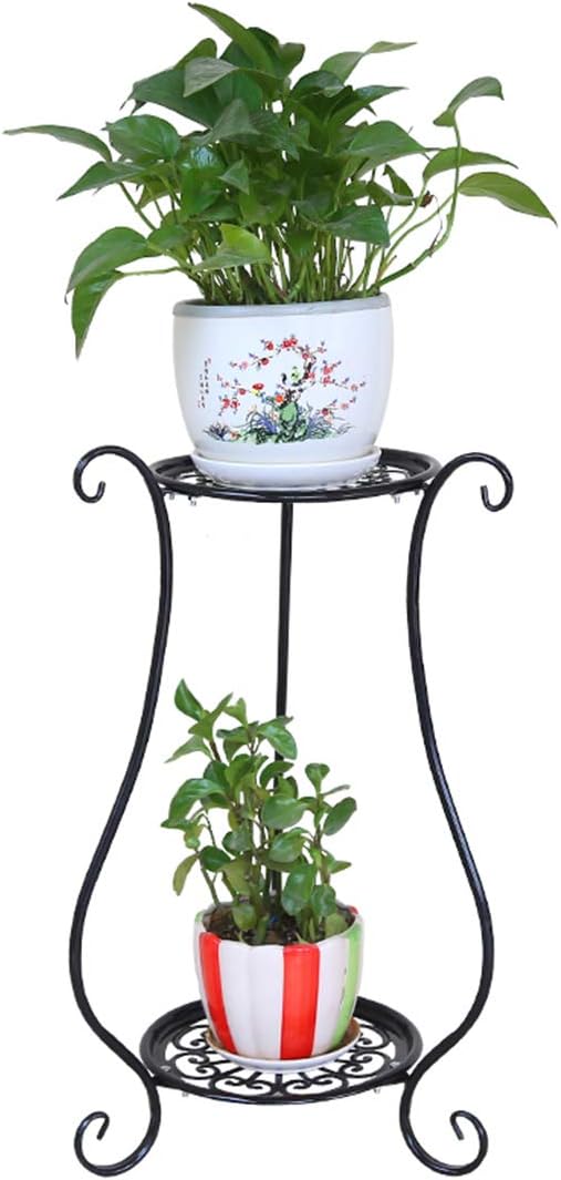 Teakpeak 2 Tiered Metal Plant Stand Flowerpot Base Holder Rack Indoor Flower Pot Rack Display Shelf Holds Outdoor Indoor Balcony