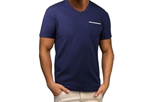 Men's V-Neck T-Shirts with Pocket, Short Sleeve Basic Tees Shirts Solid Color Casual Tshirts Tops