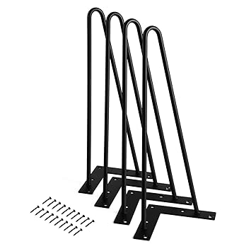 SMARTSTANDARD 16 Heavy Duty Hairpin Coffee Table Legs (Black) 3/8 Thick Set of Four (Legs x 4)