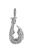 Sterling Silver Hand Engraved Reversible Hawaiian Fish Hook Pendant