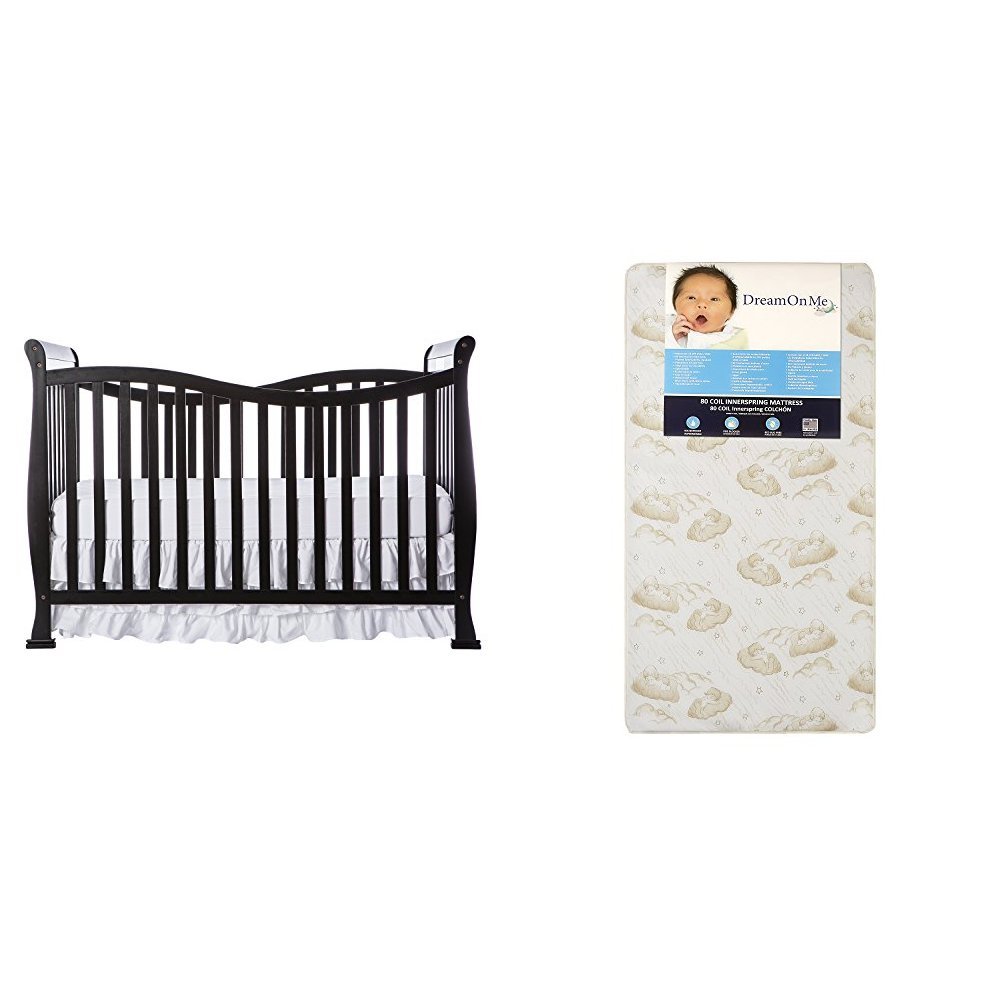 Violet 7 in 1 Convertible Life Style Crib with Dream On Me Spring Crib and Toddler Bed Mattress, Twilight