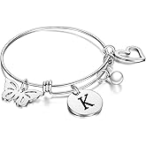 malyunin Initial Bracelet Charm Bracelets Heart Butterfly 26 Letters Alphabet Bracelet for Women Letter Bracelet Personalized Jewelry