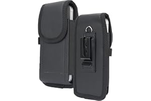 Case for Omnipod 5 Receiver/Controller, Vegan Leather Vertical Holster Holder with Metal Clip and Secure Belt Thread Harness 