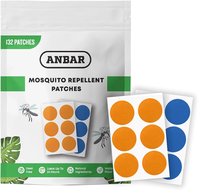 Anbar Mosquito Patches 132 Count Deet Free Natural 24-Hour Protection