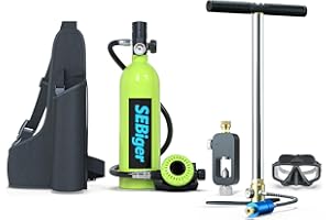 SEBiger S400plus Mini Scuba Tank 1.0L Portable Mini Diving Tank Reusable Pony Bottle Up to 20 Minutes Diving Air Tank Kit Diving Oxygen Cylinder for Underwater Exploration Rescue