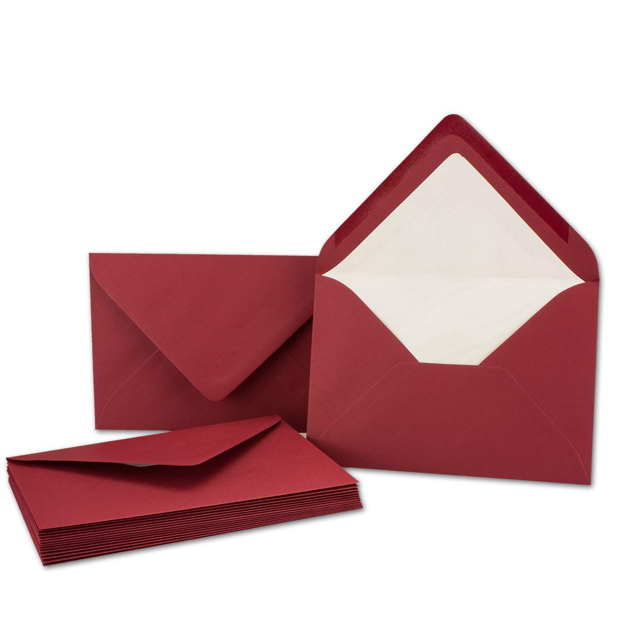Envelopes in Dark Red 25 Envelopes in DIN B6-12.5 x 17.6 cm Ribbed Paper - High Quality Silk Lining for Christmas & Festive Occasions — image 1