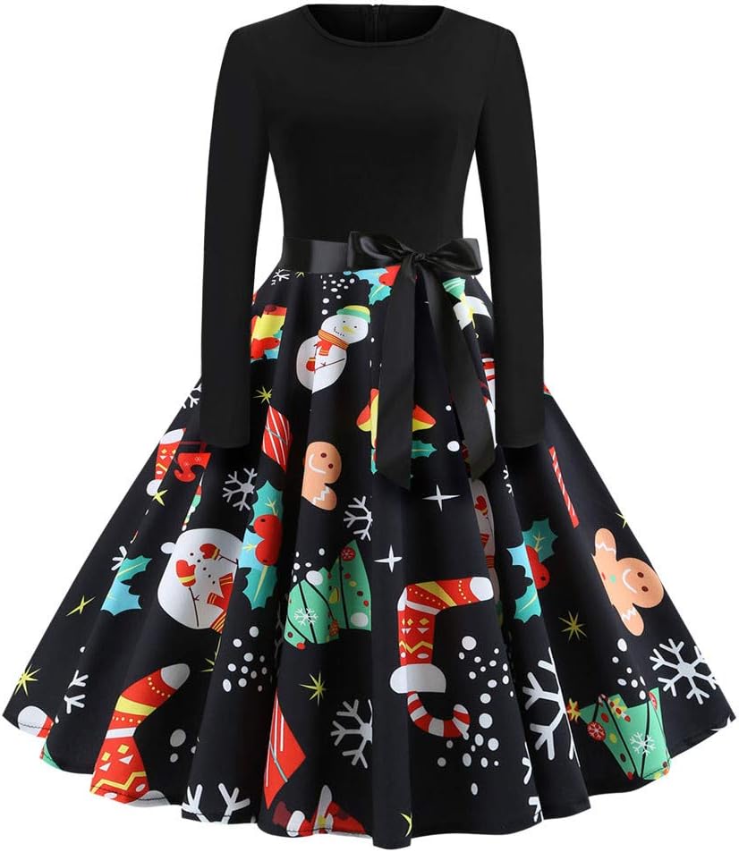 Vintage Christmas Dresses Women Ladies Evening Wedding Winter Midi Long Sleeve Prom Cocktail Party Lace Bodycon Skater Wrap Swing Jersey Gothic Occasion