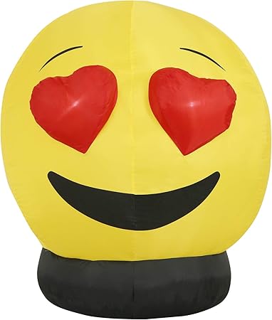 Holidayana 4.5 pies Ojos de corazón Emoticon Inflable Patio Decoración