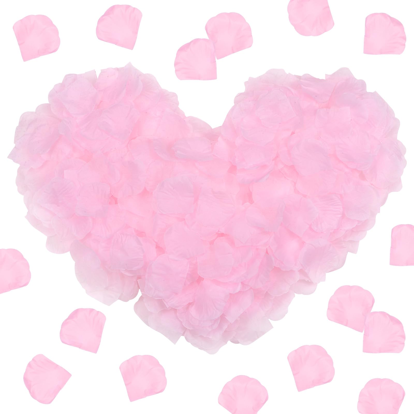 M METERXITY 3000-Pack Silk Artificial Flower Rose Petals, 1.97x1.97 Inch Silk Rose Petals Wedding Faux Flowers for Wedding/Party/Aisle Runner/Bridal Shower/Table Decor [Light Pink]