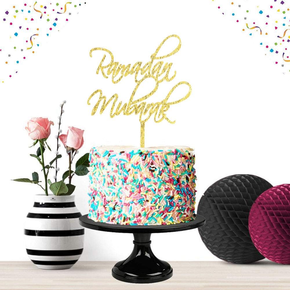 Ramadan Mubarak Gold Cake Topper Party Decor 2020 Ramadan Islamic Photo Prop Muslim Islam Celebration Eid Party