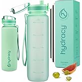 Hydracy Water Bottle with Time Marker -Large BPA Free Water Bottle & No Sweat Sleeve -Leak Proof Gym Bottle with Fruit Infuser Strainer & Times to Drink -Ideal for Fitness Sports & Outdoors