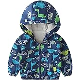 IWEMEK Toddler Baby Boys Cartoon Dinosaur Print Hooded Jacket Long Sleeve Windproof Coats Zip Up Trench Windbreaker Outerwear