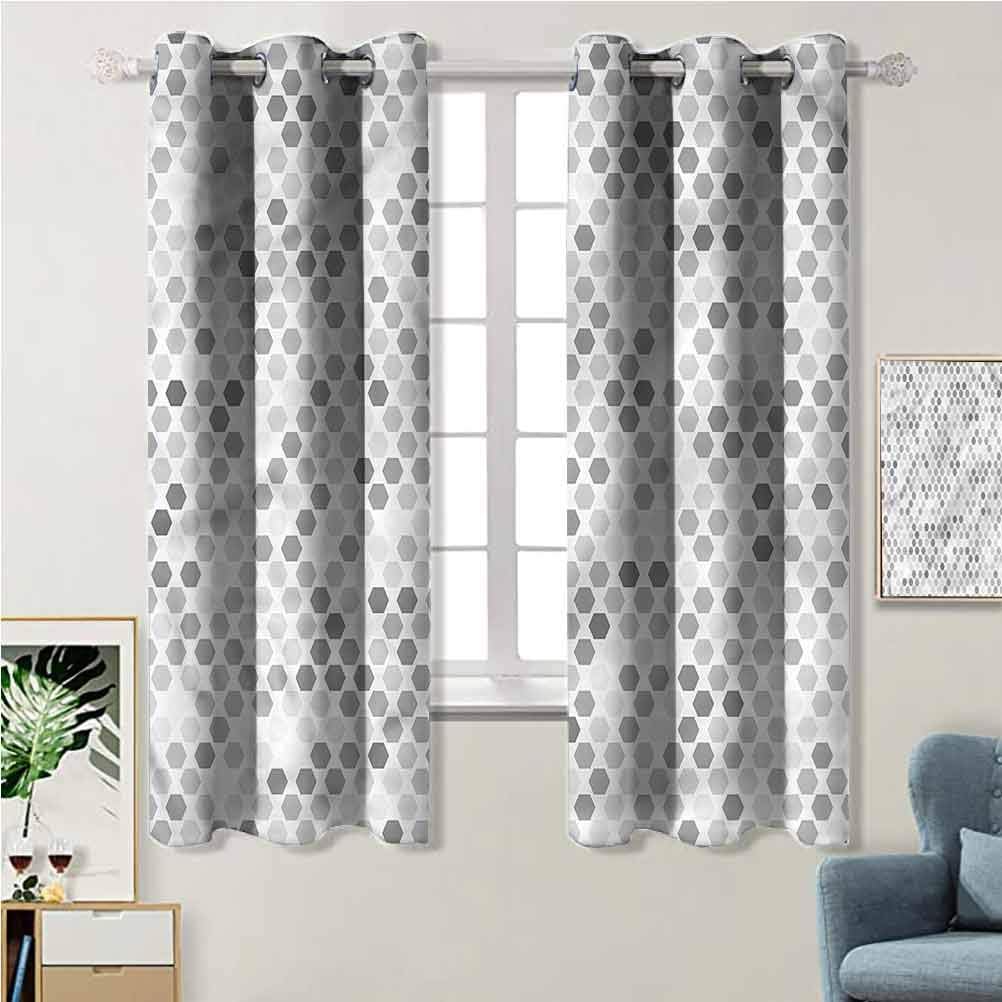 Jinguizi Grey,Zig Zag Hexagon Modern Print Curtains Black Out Window