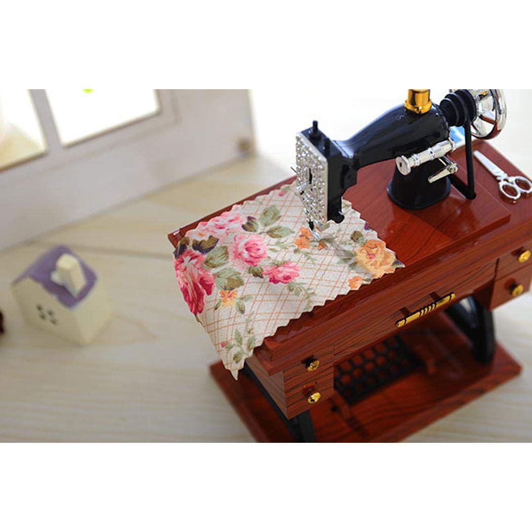 fnemo Vintage Mini Sewing Machine Model Music Box Musical Toy Musical Boxes & Figurines