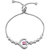 AGVANA Valentines Day Gifts Heart Birthstone Bracelets for Women Sterling Silver Genuine or Created Gemstone Tennis Bracelet Infinity Love Jewelry Anniversary Birthday Gifts for Wife Mom Women