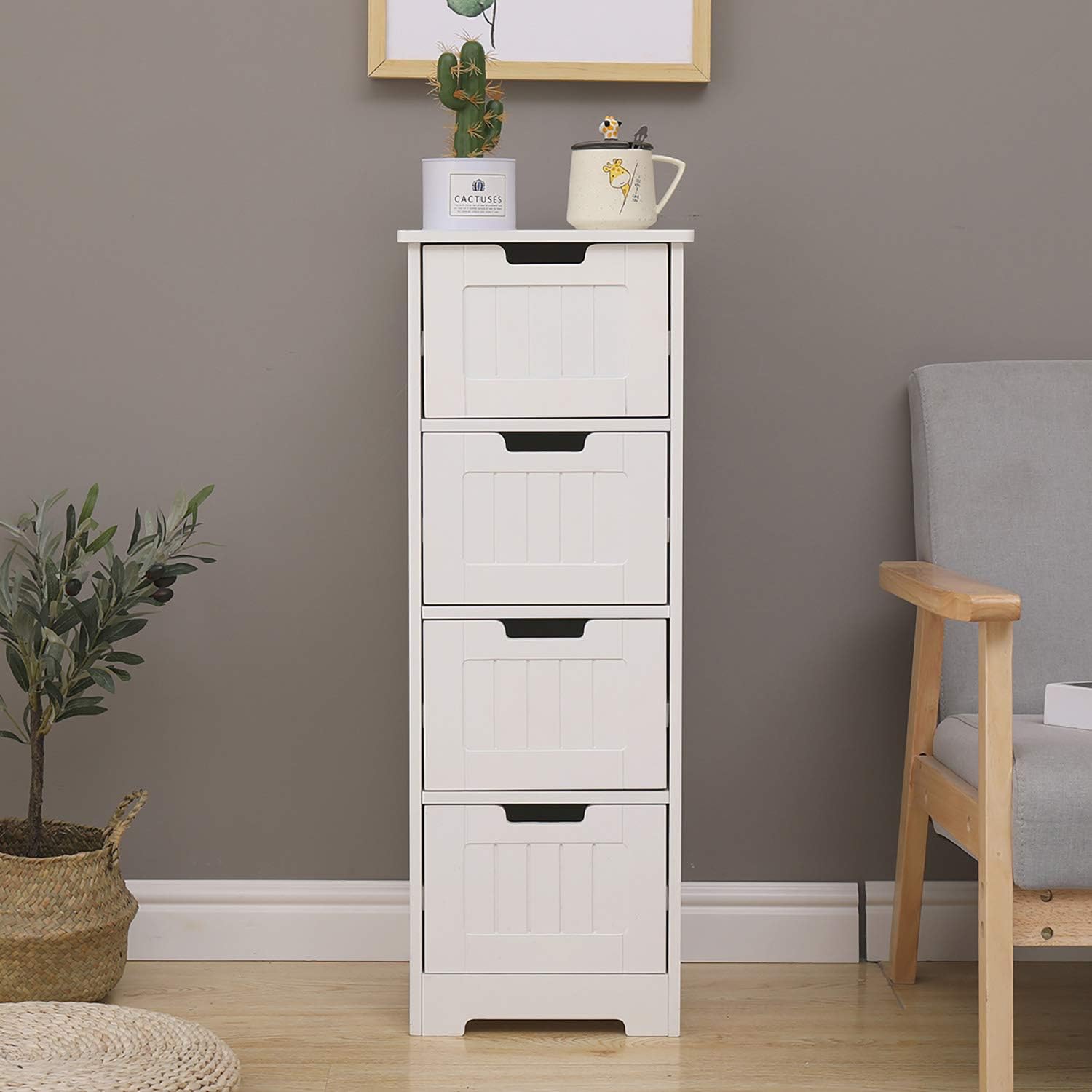 Amazon.de: IKAYAA Floor Bathroom Cabinet Badezimmerschrank Multifunctional