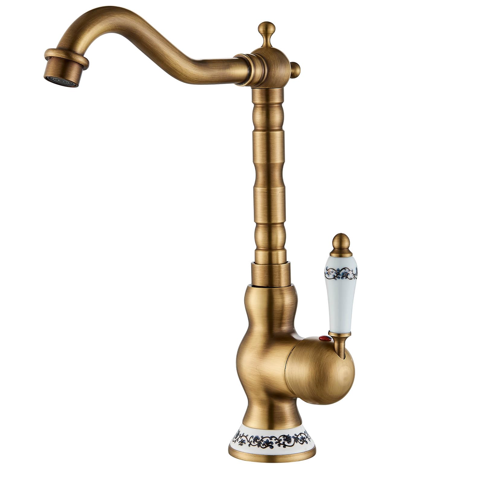 Suguword Retro Design Bathroom Mixer Tap - Ceramic Antique Brass Washbasin Tap