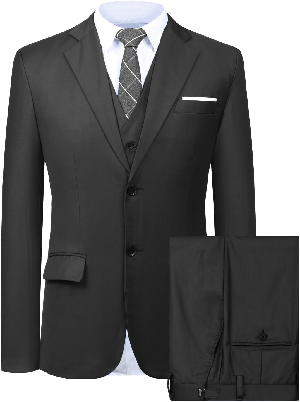 Hanayome Men's Slim Fit Suit Blazer Jacket Tux Vest & Trousers 3-Piece Suit Set