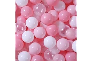 GOGOSO Ball Pit Balls for Toddler, Baby Plastic Playballs Kids Soft Pastel Pelotas Non-Toxic BPA-Free 2pink+White+Clear 100 Balls
