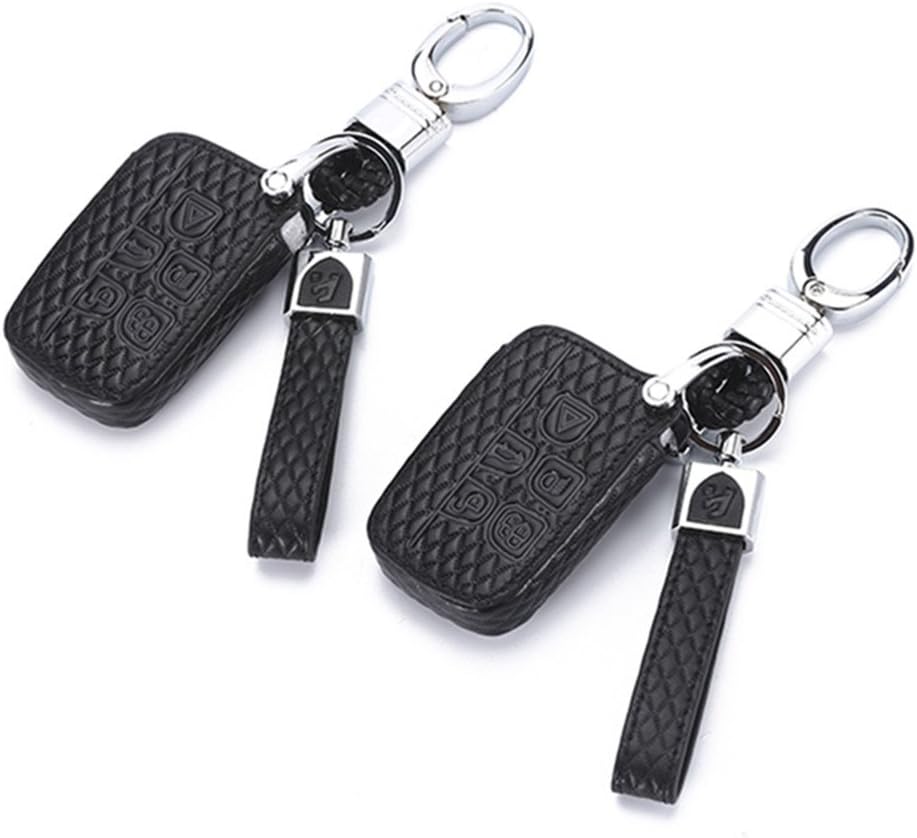 Happyit High Guality Leather Car KeyCover Cases Car keychain for Land Rover Jaguar 5 Buttons Smart Key, black, 7*4*1 cm - Image 4
