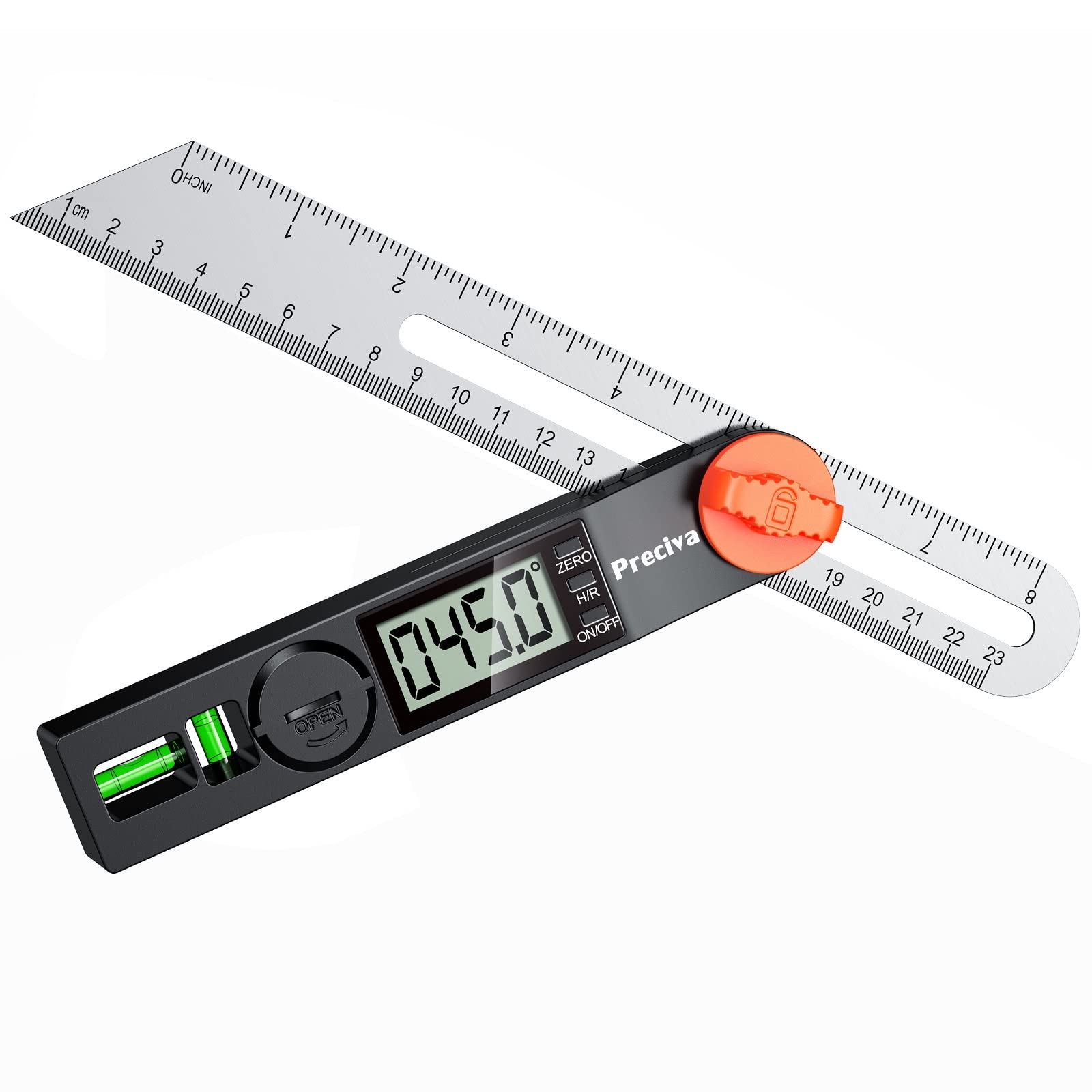 Preciva Sliding Bevel, 8 Inch/230mm T-Bevel Gauge with Digital Display, Adjustable Angle Finder Tool with ABS Handle Support Locking Results and Reversing Reading