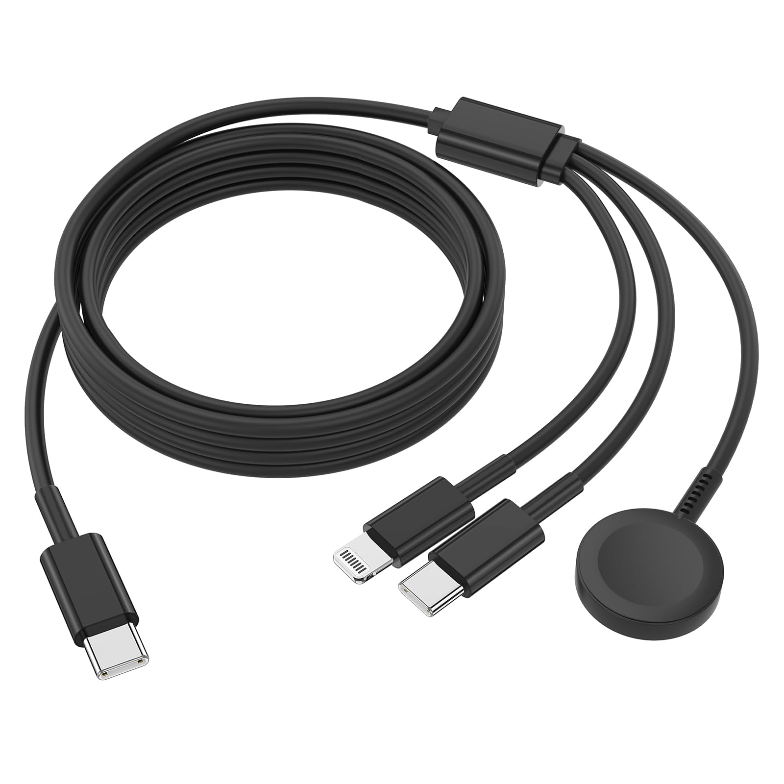 QZIIW Apple Watch Charger,Apple iWatch Magnetic Fast Charger to USB C Cable,3 in 1 Multi Charging Cable 6 FT Compatible with Watch Series Ultra 3/2/SE/11/10/9/8/7/6/5/4/3/2/1,iPhone 17/16/15/14/13/12